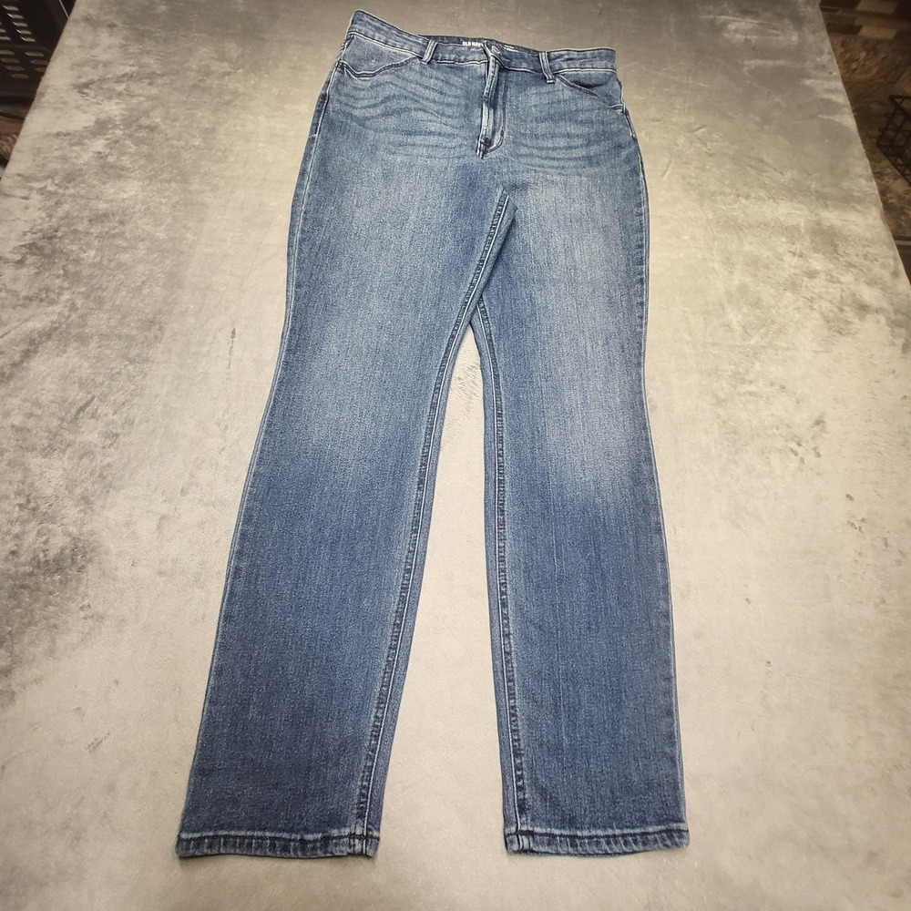 Old Navy Jeans Womens 12 Blue Wow Straight High Rise Stretch 5-Pocket Denim